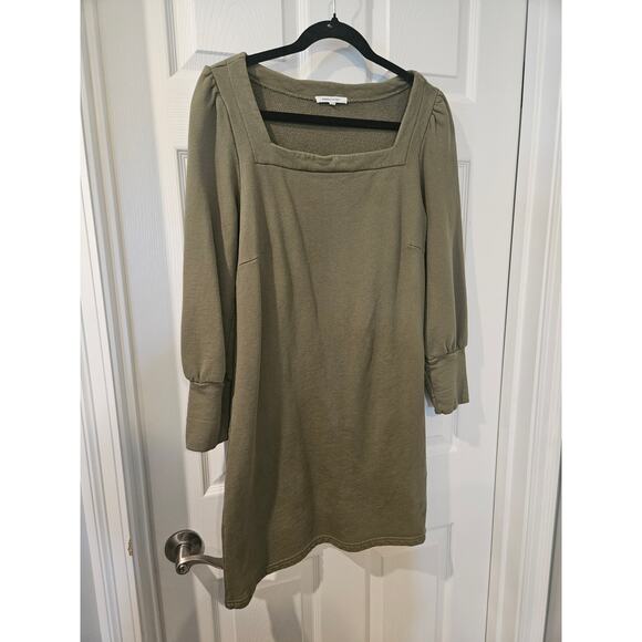 Emerson Fry Organic Cotton Olive Green Dress M Square Neck Sweatshirt Tuckernuck - Picture 3 of 6